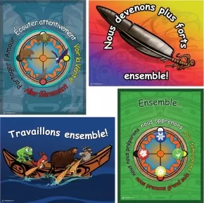 French Posters M Affiches pour illustrer des stratgies de pleine conscience Set of Four